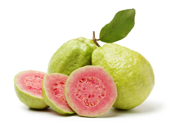 guava fruit on a white background guava fruit on a white background guava stock pictures, royalty-free photos & images