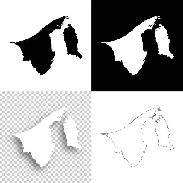 Vector illustration of Brunei maps for design - Blank, white and black backgrounds