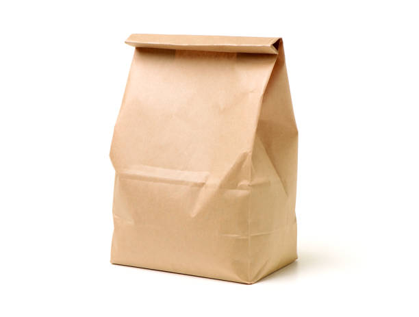 흰색 배경, 격리 되지 않은 크 라프 트 종이 가방 - 종이 봉투 뉴스 사진 이미지