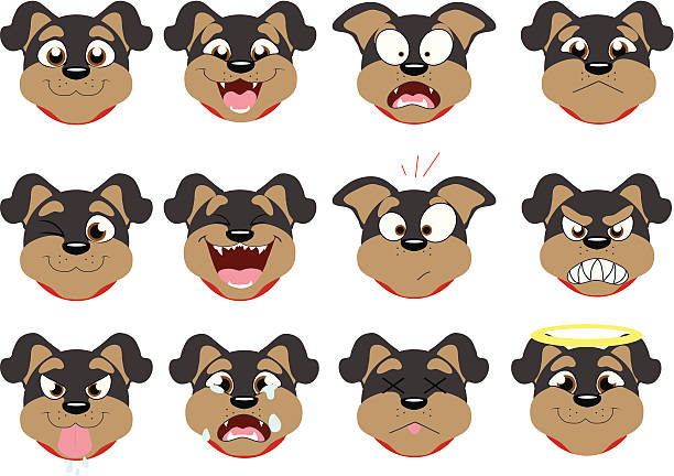 Rottweiler Emoticons  police dog handler stock illustrations