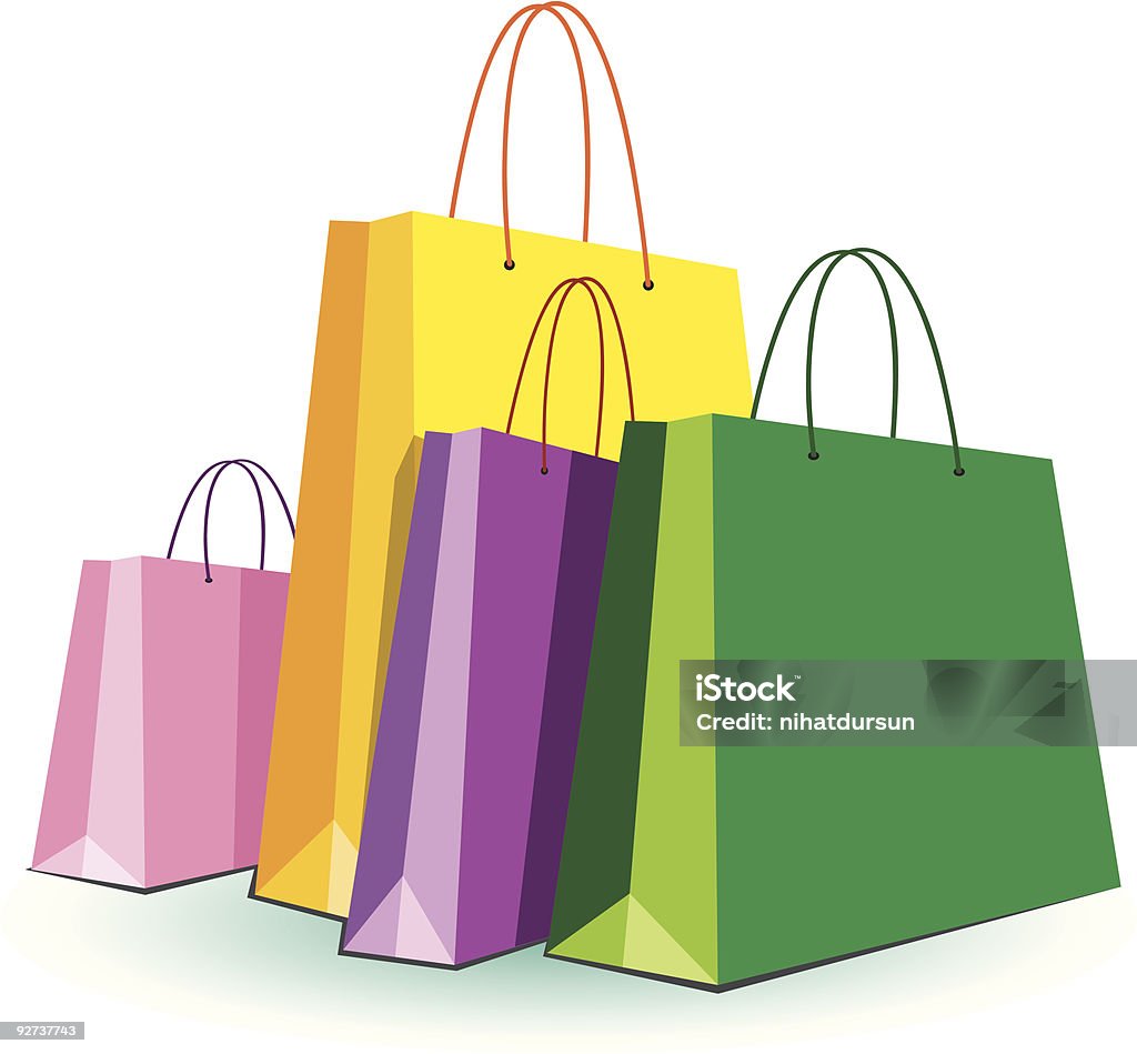 Четыре разноцветных сумок для шопинга - Векторная графика Бизнес роялти-фри