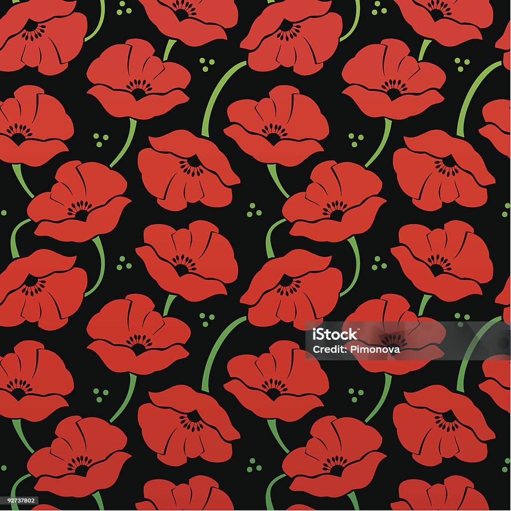 Motivo floreale con poppies - arte vettoriale royalty-free di Arte