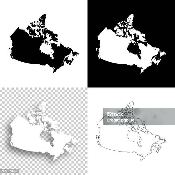 Canada Maps For Design Blank White And Black Backgrounds Stock