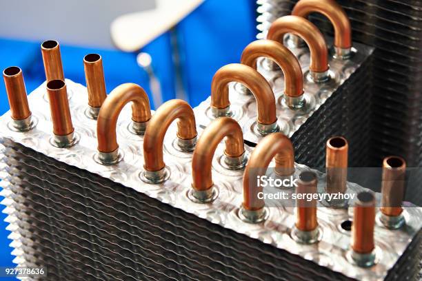 Copper Tube Radiator Stock Photo - Download Image Now - Copper, Tube, Boiler