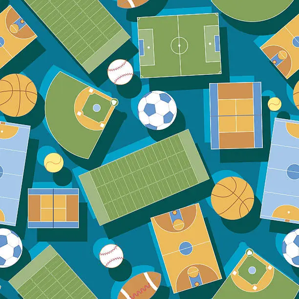 Vector illustration of Illustrations of sports fields and balls