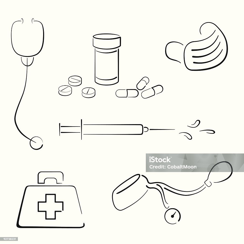 Medicina para la gripe & de Clip Art - arte vectorial de Estetoscopio libre de derechos