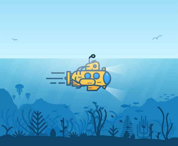 ilustrações de stock, clip art, desenhos animados e ícones de underwater yellow submarine - submarine