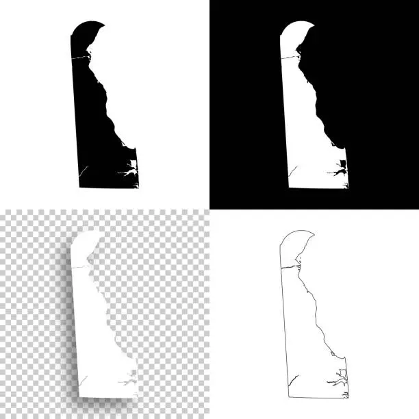 Vector illustration of Delaware maps for design - Blank, white and black backgrounds