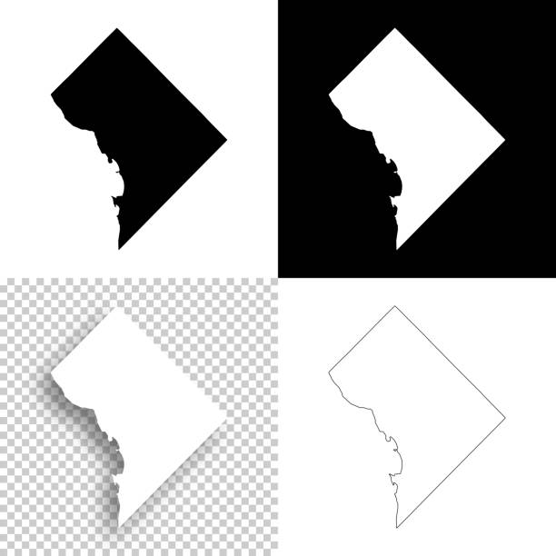 district of columbia karten für design - blank, weiß, schwarze hintergründe - washington dc stock-grafiken, -clipart, -cartoons und -symbole
