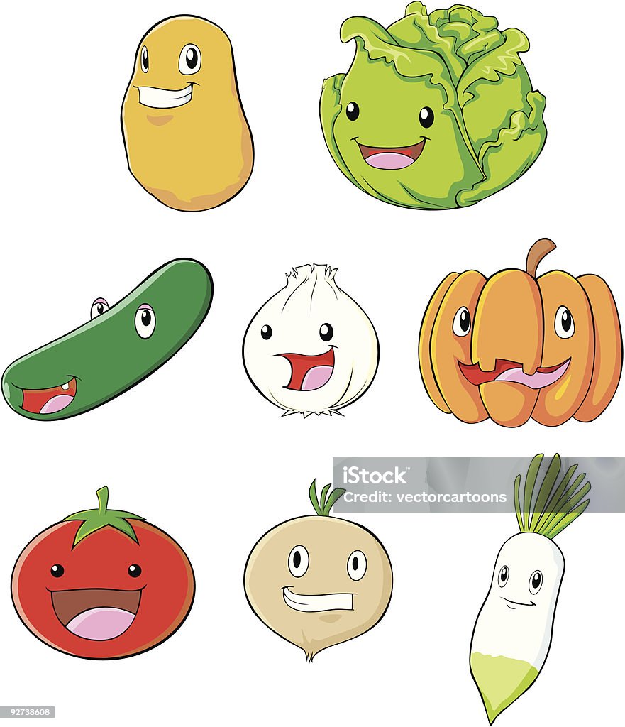 Счастливый овощи - Векторная графика Без людей роялти-фри