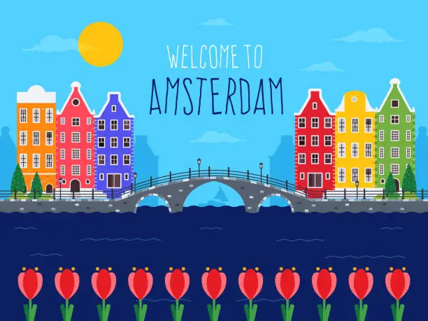 Vector illustration of Welcome to Amsterdam