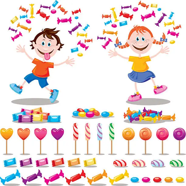 Vector illustration of KIDS and SWEETS