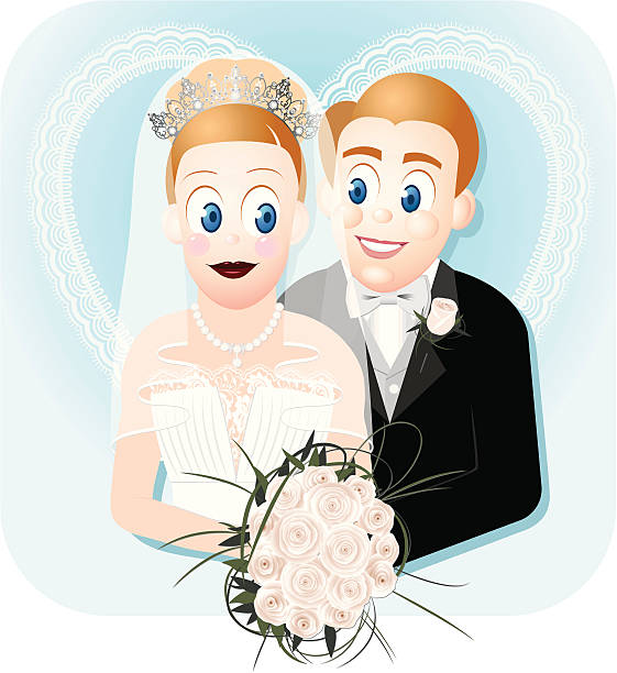 Bride and Groom vector art illustration