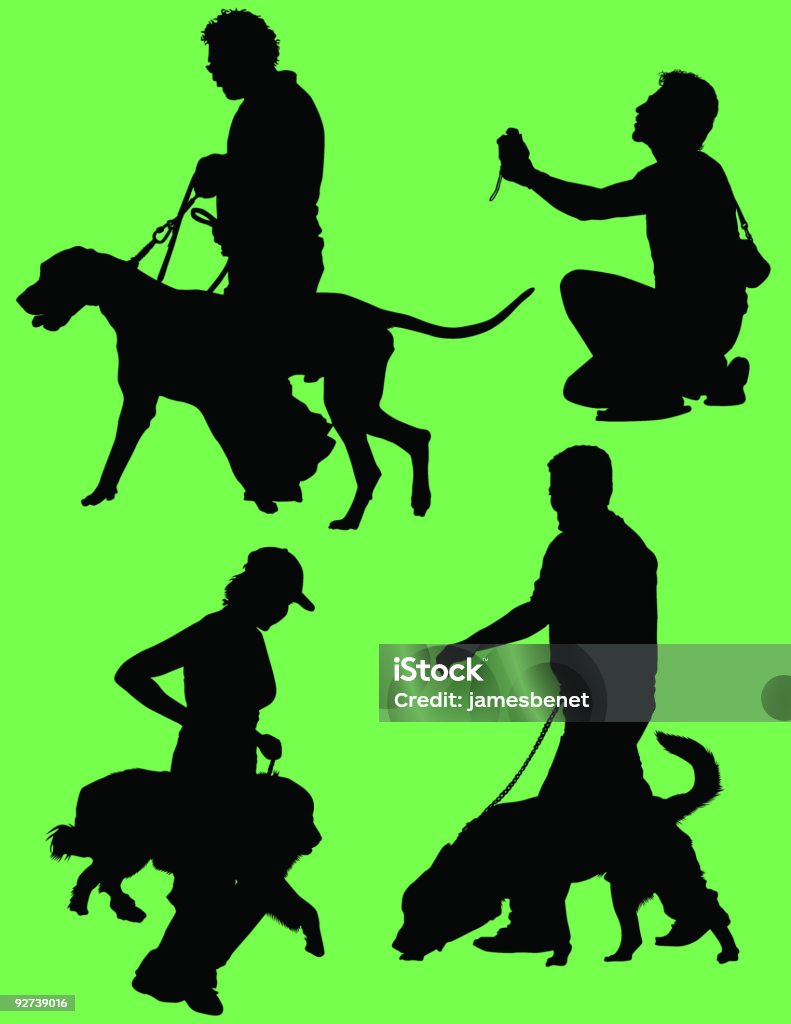 Personas con perros (Vector - arte vectorial de Andar libre de derechos