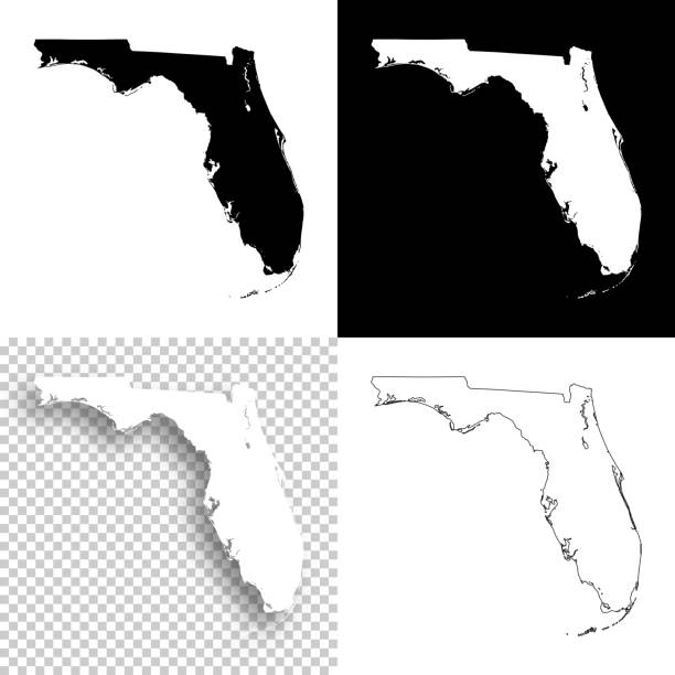 Florida maps for design - Blank, white and black backgrounds Map of Florida for your own design. With space for your text and your background. Four maps included in the bundle: - One black map on a white background. - One blank map on a black background. - One white map with shadow on a blank background (for easy change background or texture). - One blank map with only a thin black outline (in a line art style). The layers are named to facilitate your customization. Vector Illustration (EPS10, well layered and grouped). Easy to edit, manipulate, resize or colorize. Please do not hesitate to contact me if you have any questions, or need to customise the illustration. http://www.istockphoto.com/portfolio/bgblue black background shape white paper stock illustrations