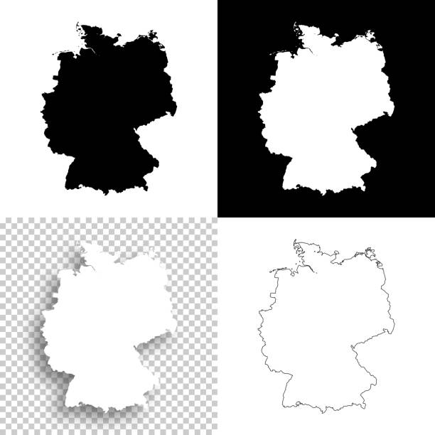 mapy niemiec do projektowania - puste, białe i czarne tła - germany stock illustrations