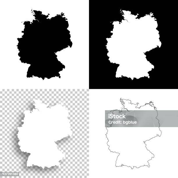 Germany Maps For Design Blank White And Black Backgrounds Stock Illustration - Download Image Now