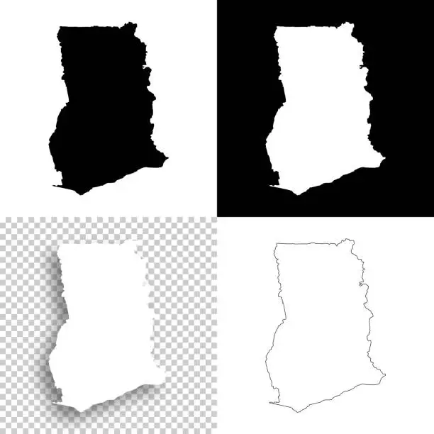 Vector illustration of Ghana maps for design - Blank, white and black backgrounds