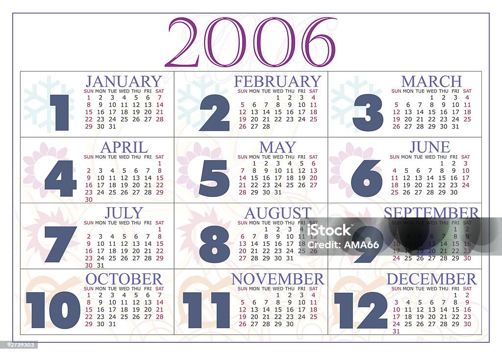 Calendario 2006 - arte vettoriale royalty-free di Anno 2006