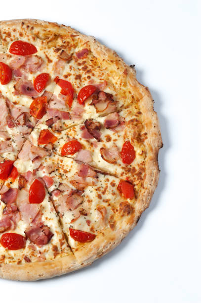 istock Tasty Italian pizza on white background 927394154