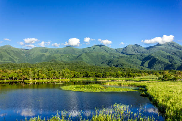 Shiretoko goko lakes Shiretoko National Park, located on the Shiretoko Peninsula in eastern Hokkaido juts out into the Sea of Okhotsk. shiretoko mountains stock pictures, royalty-free photos & images