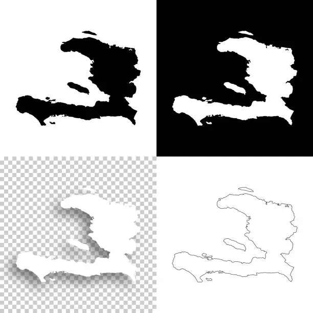 Vector illustration of Haiti maps for design - Blank, white and black backgrounds