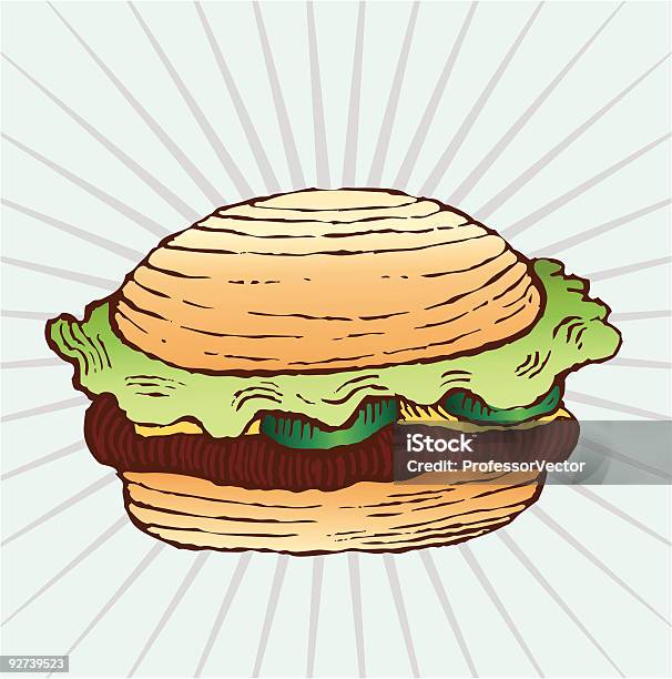 Deliciosos Cheeseburger - Arte vetorial de stock e mais imagens de Alface - Alface, Alimentação Não-saudável, Almoço
