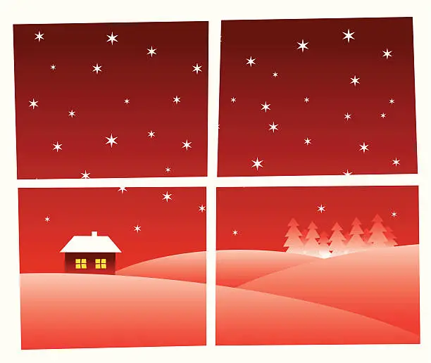 Vector illustration of Through the window - christmas greetings card