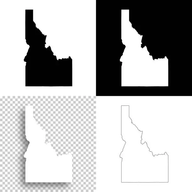 Vector illustration of Idaho maps for design - Blank, white and black backgrounds