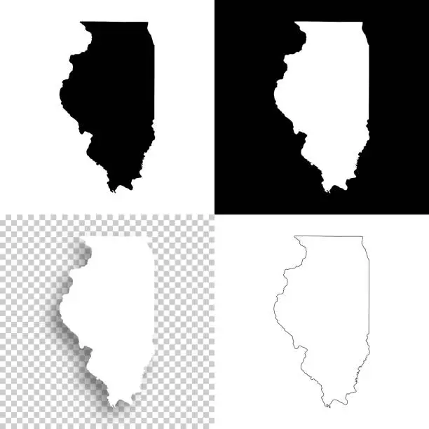 Vector illustration of Illinois maps for design - Blank, white and black backgrounds