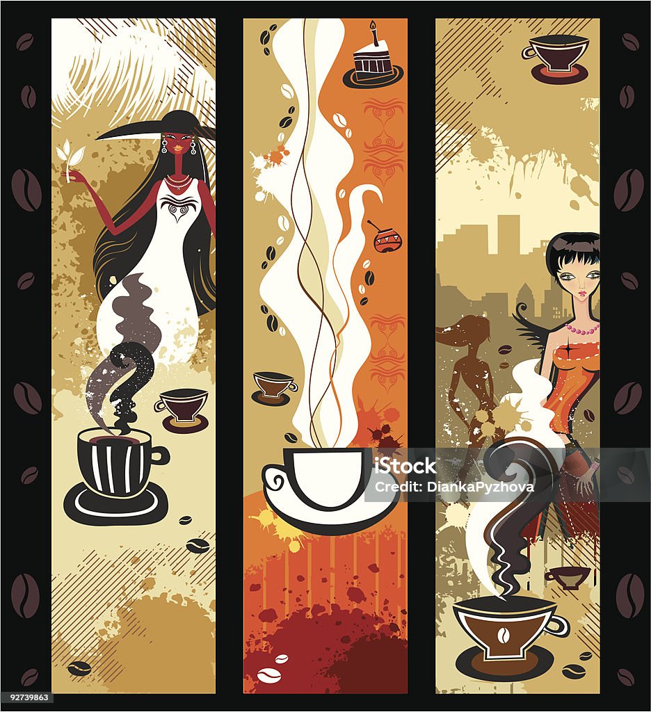 Ragazze caffè Banner - arte vettoriale royalty-free di Macchiato