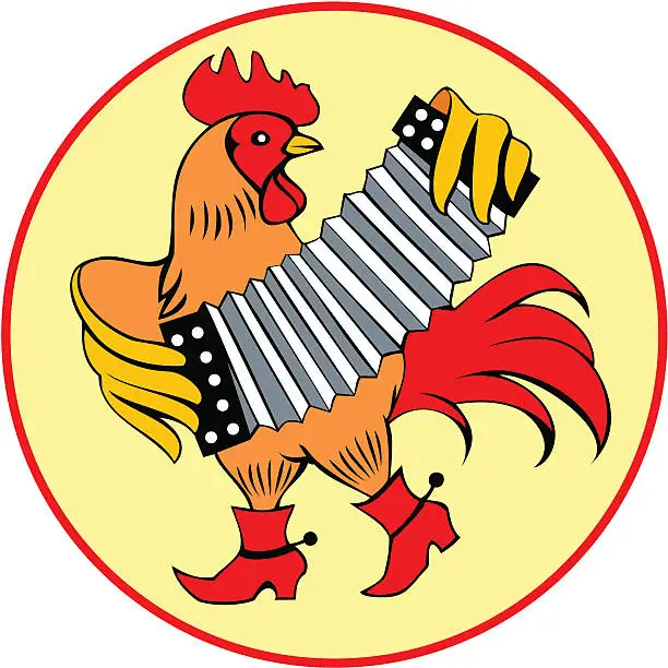 Vector illustration of Rooster with harmon
