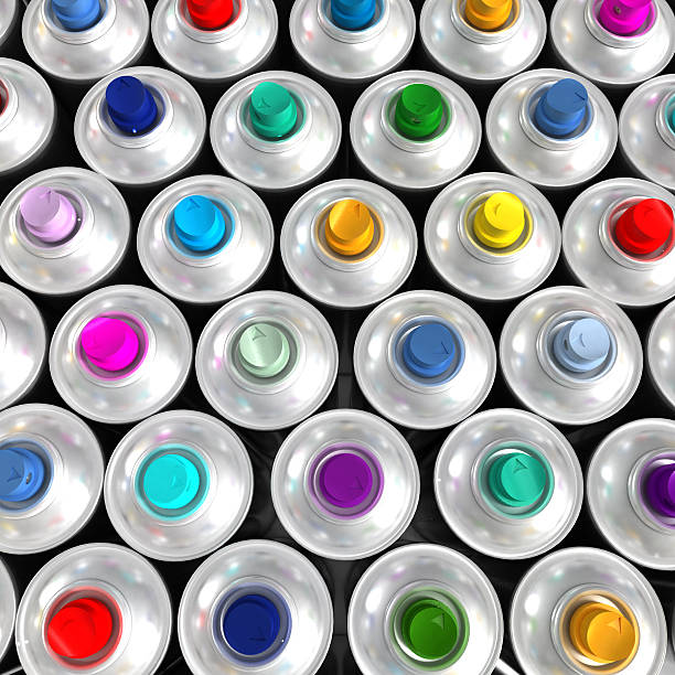 istock Aerial view of multicolored aerosol cans 92740220