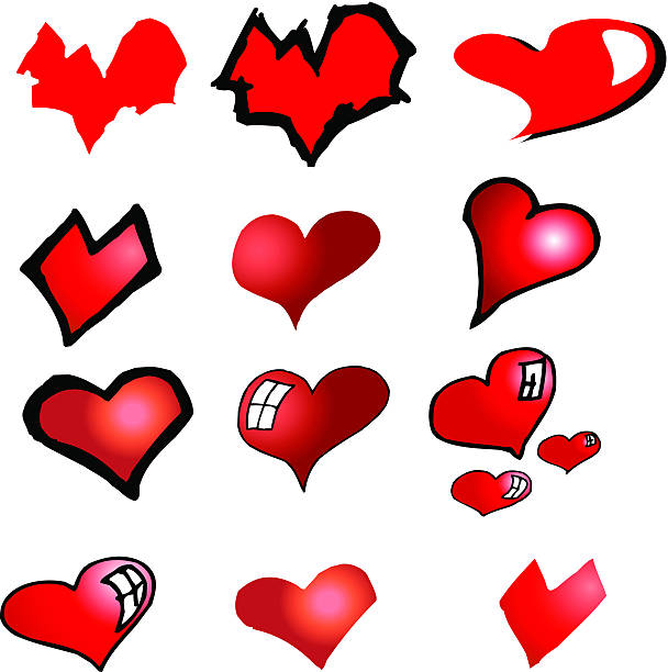 Set of Hearts vector art illustration