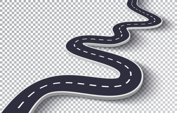 Winding Road Isolated Transparent Special Effect Road Map, Map, Banner - Sign, Data, Equipment winding road stock illustrations
