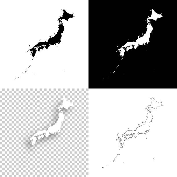 Japan maps for design - Blank, white and black backgrounds Map of Japan for your own design. With space for your text and your background. Four maps included in the bundle: - One black map on a white background. - One blank map on a black background. - One white map with shadow on a blank background (for easy change background or texture). - One blank map with only a thin black outline (in a line art style). The layers are named to facilitate your customization. Vector Illustration (EPS10, well layered and grouped). Easy to edit, manipulate, resize or colorize. Please do not hesitate to contact me if you have any questions, or need to customise the illustration. http://www.istockphoto.com/portfolio/bgblue black background shape white paper stock illustrations