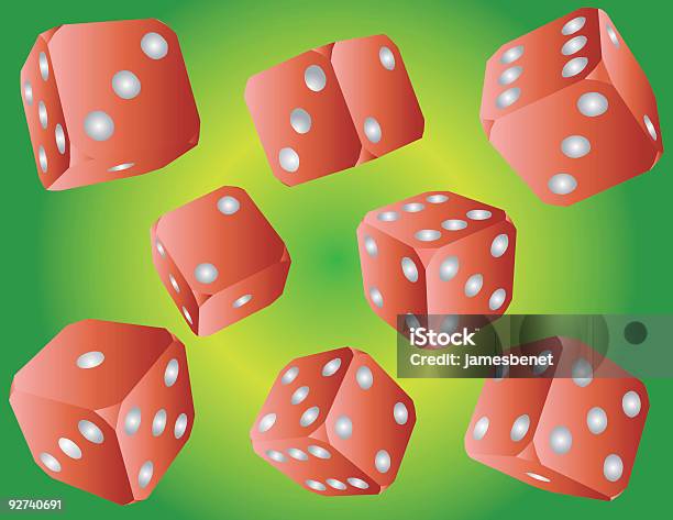 Rosso Dei Dadi Vettore - Immagini vettoriali stock e altre immagini di Composizione verticale - Composizione verticale, Fortuna - Chance, Gioco dei dadi