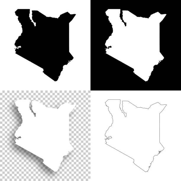 kenia mapy do projektowania - puste, białe i czarne tła - kenya stock illustrations