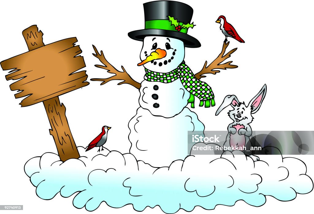 Bałwan śniegowy z znak - Grafika wektorowa royalty-free (Bałwan śniegowy)
