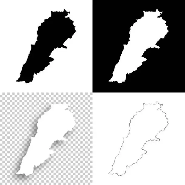 Vector illustration of Lebanon maps for design - Blank, white and black backgrounds