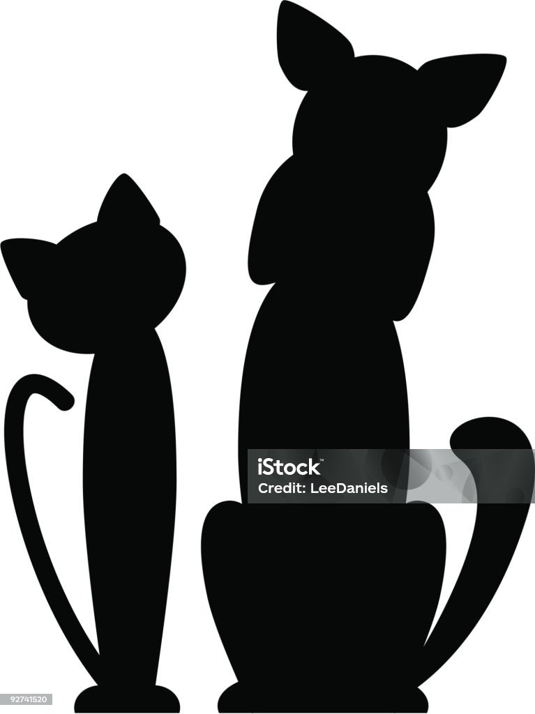 Gato y perro silueta - arte vectorial de Silueta libre de derechos