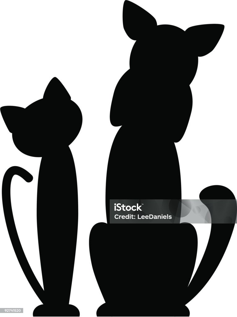 Silhouette de chat et de chien - clipart vectoriel de Silhouette - Contre-jour libre de droits