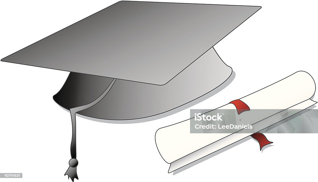 Doktorhut und Scroll - Lizenzfrei Akademischer Abschluss Vektorgrafik