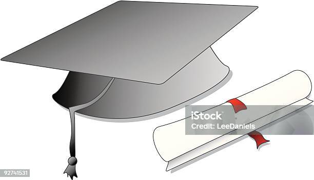 Doktorhut Und Scroll Stock Vektor Art und mehr Bilder von Akademischer Abschluss - Akademischer Abschluss, Anreiz, Bauholz-Brett