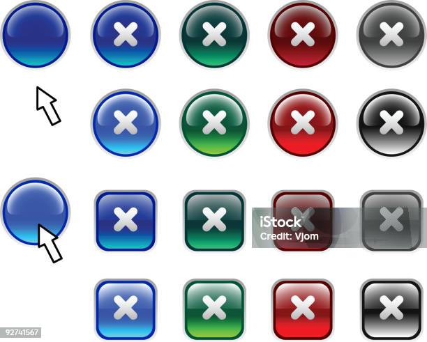 Ilustración de Cruce Botones y más Vectores Libres de Derechos de Arreglar - Arreglar, Azul, Botón pulsador