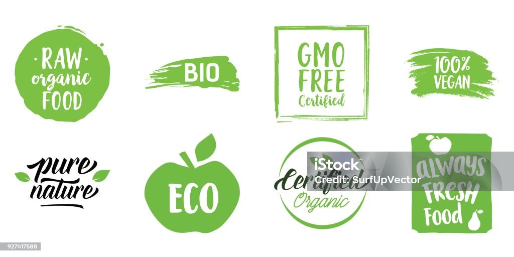 Letras para tienda de alimentos orgánicos - arte vectorial de Abundancia libre de derechos