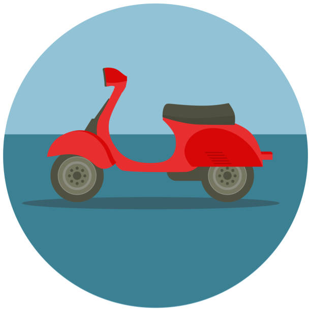 ilustraciones, imágenes clip art, dibujos animados e iconos de stock de moto entrega en estilo plano - motorcycle motorcycle racing rear view riding