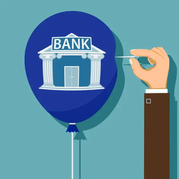 Vector illustration of Financial bankruptcy of the bank