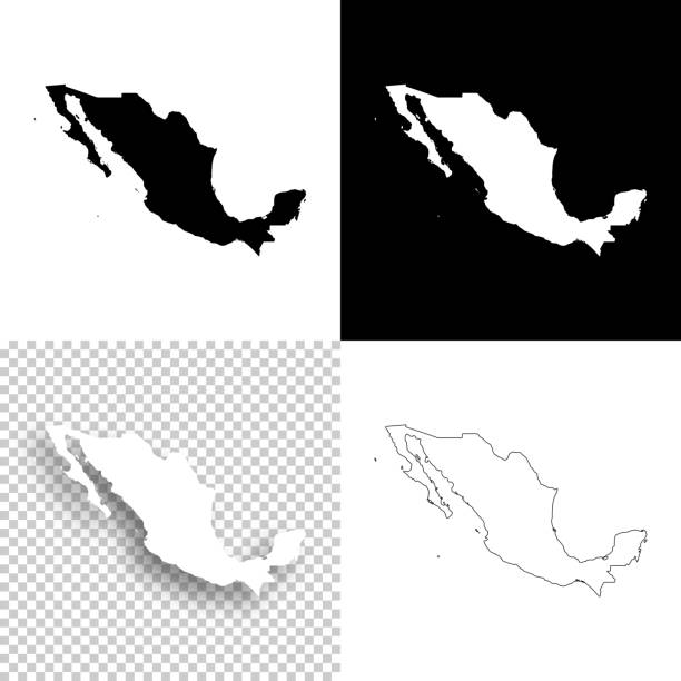 Mexico maps for design - Blank, white and black backgrounds Map of Mexico for your own design. With space for your text and your background. Four maps included in the bundle: - One black map on a white background. - One blank map on a black background. - One white map with shadow on a blank background (for easy change background or texture). - One blank map with only a thin black outline (in a line art style). The layers are named to facilitate your customization. Vector Illustration (EPS10, well layered and grouped). Easy to edit, manipulate, resize or colorize. Please do not hesitate to contact me if you have any questions, or need to customise the illustration. http://www.istockphoto.com/portfolio/bgblue black background shape white paper stock illustrations