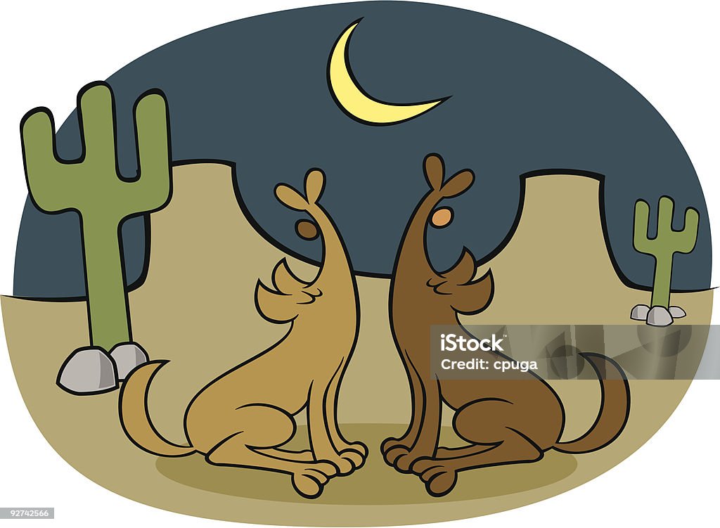 Coyotes Hurlement de la Lune - clipart vectoriel de Cartoon libre de droits